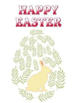 An Easter egg with a painted Easter bunny and floral designs. Kids egg games. Stock Illustration