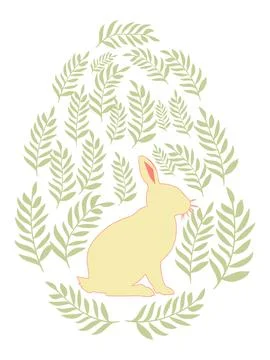 An Easter egg with a painted Easter bunny and floral designs. Kids egg game.. Stock Illustration