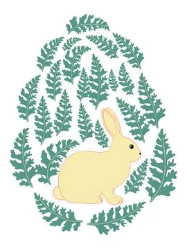 An Easter egg with a painted Easter bunny and floral designs. Kids egg games. Stock Illustration