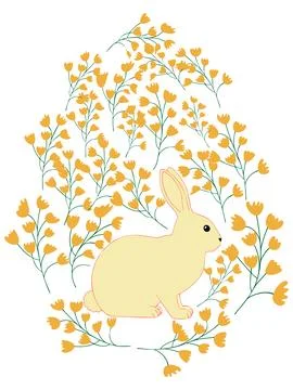 An Easter egg with a painted Easter bunny and floral designs. Kids egg games. Stock Illustration