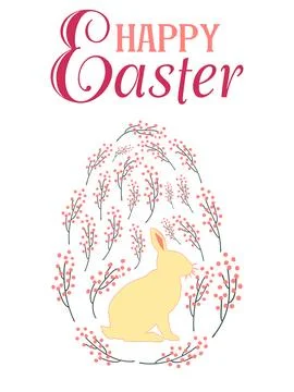 An Easter egg with a painted Easter bunny and floral designs. Kids egg games. Stock Illustration