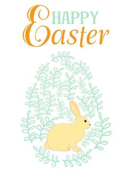 An Easter egg with a painted Easter bunny and floral designs. Kids egg games. Stock Illustration