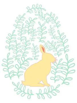 An Easter egg with a painted Easter bunny and floral designs. Kids egg game.. Stock Illustration