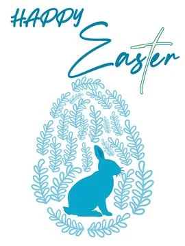 An Easter egg with a painted Easter bunny and floral designs. Kids egg games. Stock Illustration