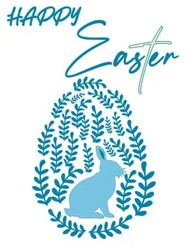 An Easter egg with a painted Easter bunny and floral designs. Kids egg game.. Stock Illustration