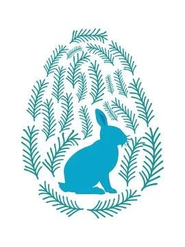 An Easter egg with a painted Easter bunny and floral designs. Kids egg game.. Stock Illustration