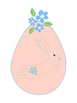 Easter egg with a painted Easter bunny. Kids egg games. He is risen, Happy Ea Stock Illustration