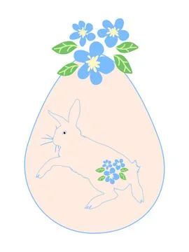 Easter egg with a painted Easter bunny. Kids egg games. He is risen, Happy Ea Stock Illustration