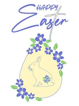 Easter egg with a painted Easter bunny. Kids egg games. He is risen, Happy Ea Stock Illustration
