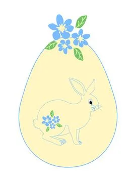 Easter egg with a painted Easter bunny. Kids egg games. He is risen, Happy Ea 스톡 일러스트