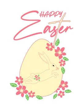 Easter egg with a painted Easter bunny. Kids egg games. He is risen, Happy .. Stock Illustration