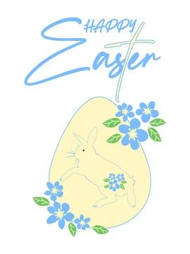 Easter egg with a painted Easter bunny. Kids egg games. He is risen, Happy Ea Stock Illustration