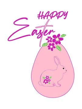 Easter egg with a painted Easter bunny. Kids egg games. He is risen, Happy Ea Stock Illustration