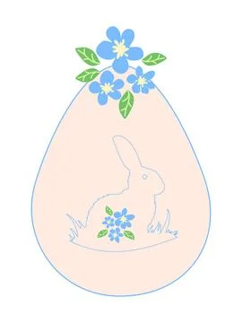 Easter egg with a painted Easter bunny. Kids egg games. He is risen, Happy Ea Stock Illustration