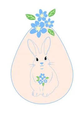 Easter egg with a painted Easter bunny. Kids egg games. He is risen, Happy .. Stock Illustration