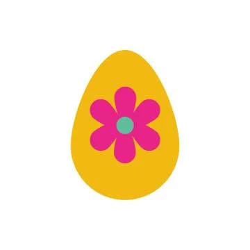 Easter egg painted with flower flat style Stock Illustration