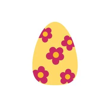 Easter egg painted with flower flat style Stock Illustration