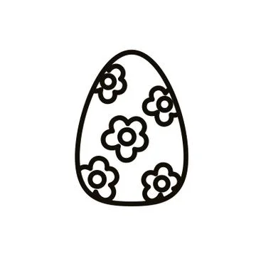 Easter egg painted with flower line style 스톡 일러스트