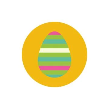 Easter egg painted with flowers block and flat style Stock Illustration