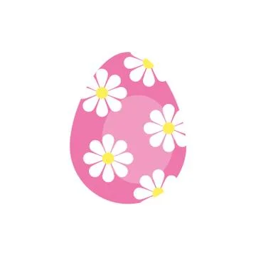 Easter egg painted with flowers flat style Stock Illustration