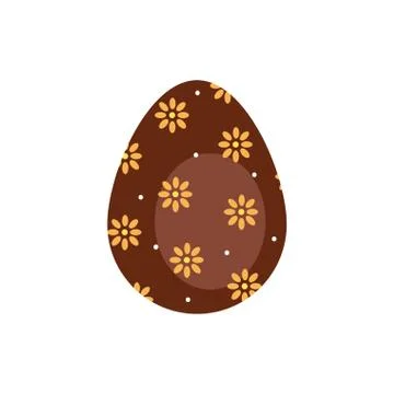 Easter egg painted with flowers flat style Stock Illustration