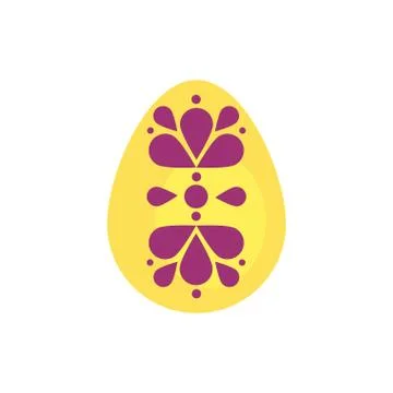 Easter egg painted with flowers flat style Stock Illustration