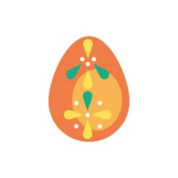 Easter egg painted with flowers flat style イラスト素材