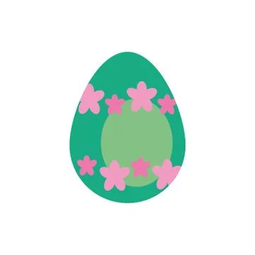 Easter egg painted with flowers flat style イラスト素材