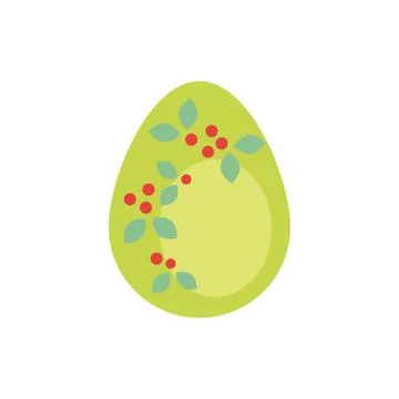 Easter egg painted with flowers flat style Stock Illustration
