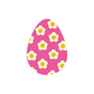 Easter egg painted with flowers flat style Illustrazione stock