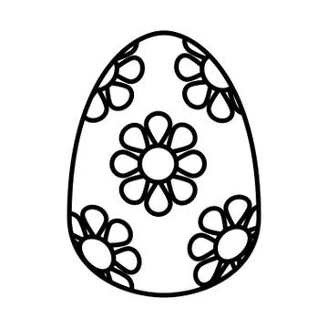 Easter egg painted with flowers flat style 스톡 일러스트