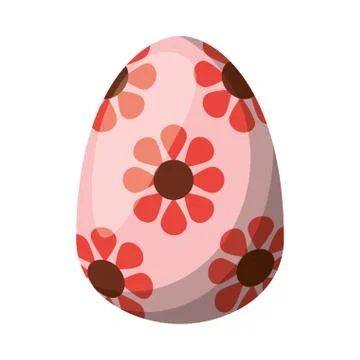 Easter egg painted with flowers flat style 스톡 일러스트