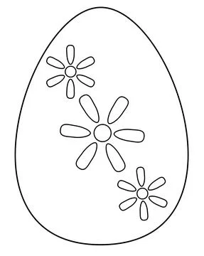 Easter egg painted with flowers - vector picture for coloring. Outline. Stock Illustration