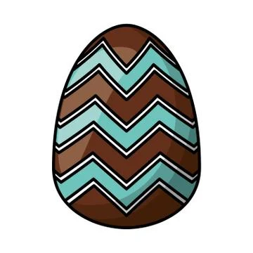 Easter egg painted with geometric lines flat style Stock Illustration