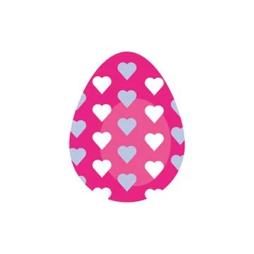 Easter egg painted with hearts flat style イラスト素材