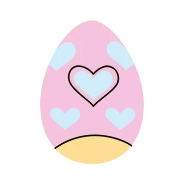 Easter egg painted with hearts Stock Illustration