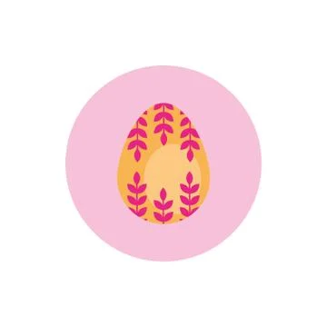 Easter egg painted with leafs block style Stock Illustration