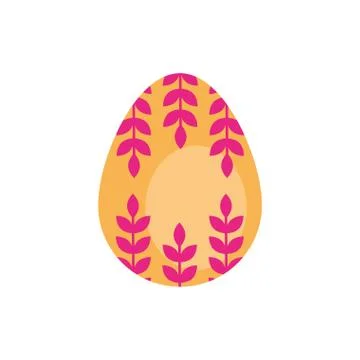 Easter egg painted with leafs flat style Illustrazione stock