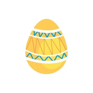 Easter egg painted with lines and stripes flat style 스톡 일러스트