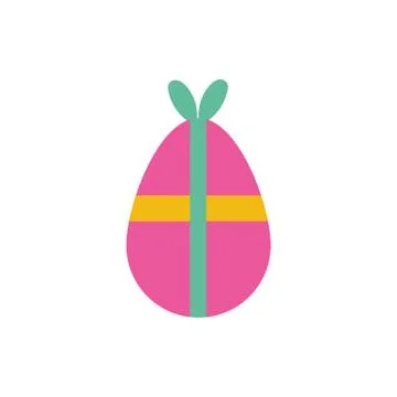Easter egg painted with ribbons and bow flat style 스톡 일러스트