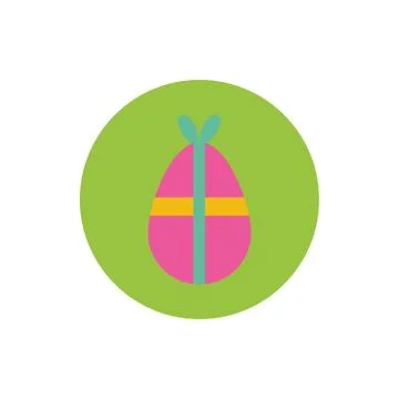 Easter egg painted with ribbons and bow block and flat style イラスト素材
