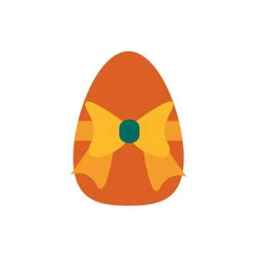 Easter egg painted with ribbons and bow flat style Stock Illustration
