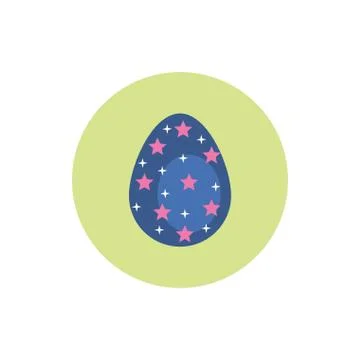 Easter egg painted with stars block style Stock Illustration