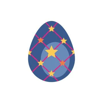 Easter egg painted with stars flat style Stock Illustration