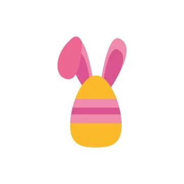 Easter egg painted with stripes and rabbit ears flat style イラスト素材