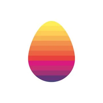 Easter egg painted with stripes flat style Stock Illustration