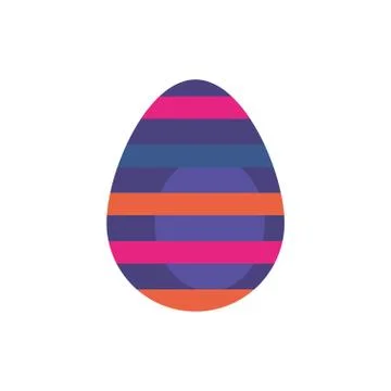Easter egg painted with stripes flat style Stock Illustration