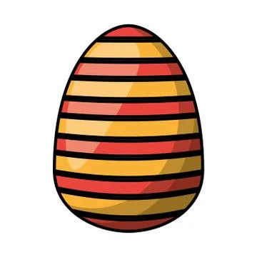 Easter egg painted with stripes flat style 스톡 일러스트