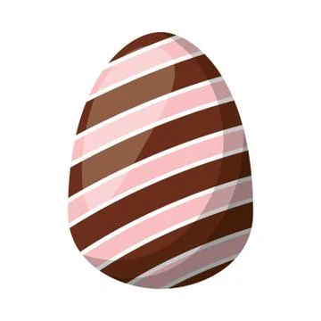 Easter egg painted with stripes flat style Stock Illustration