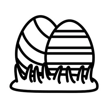 Easter egg painted with stripes line style Stock Illustration